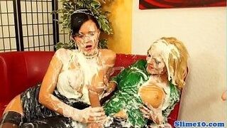 Strictly Adult Bigtits lesbians covered with cum — feeds your inner hunger
