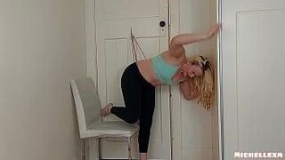 Peak Sensation Thong hanging wedgie with thick blonde Michellexm — raises the temperature