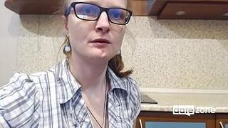 Only Here Datezone.com - Hot amateur MILF in the kitchen — holds nothing back