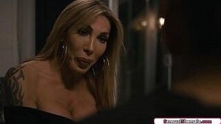 Hot Right Now Tranny stepmom Eva Paradis wants to leave her husband and her stepson asks her to stay and kisses her.They 69 and he barebacks the busty shemale — keeps you aching for more
