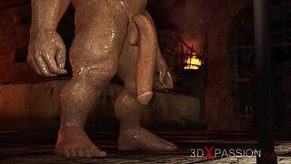 Can't Be Missed Big monster bangs a cuffed fantasy girl elf in the dungeon — sends chills down your spine