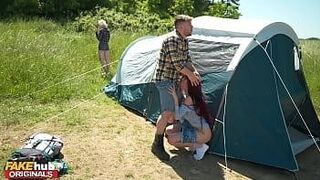 Online Now Fakehub - Wifes best friend has sneaky anal sex with her future husband quietly cheating in a tent — blurs the line between real and fantasy