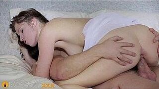Just Dropped ORGASMS Beautiful natural girl enjoys romantic foreplay and sensual sex — goes in fearless