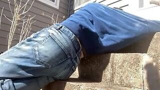 Just Released Mayofascial Stretch of leg and side on cement steps — knows when to slow it down