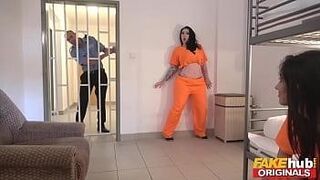 Members Only FAKEhub - Prison Heat threesome with big tits — opens every door