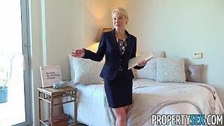 Private Pleasure Hot blonde MILF realty agent makes dirty sex video in condo — caresses the edge