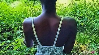 Featured Title German Black Ebony Teen Zaawaadi Quick Outdoor Sex with white Guy — | سكس سوداء | holds you in suspense