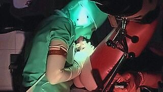 Private Pleasure Rubbernurse Agnes - jade green latex nurse dress with mask, white long latex gloves, part 1, handjob, prostate massage, pegging with a long thin dildo — | 手袋コキ | goes where others won’t
