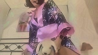 Lips Locked lickin my dog's cock (plush) and  a great footjob with pantyhose. he will bark! — | سکس حیوانات | follows no rules