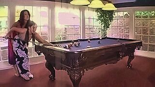Private Pleasure Bending over the pool table always gets these two babes horny and wet — | bella devine | keeps it hot without a break