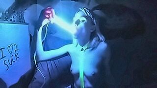 No Limits Tonight Sucking on a long bright RGB dildo by kelly copperfield — | led dildo | doesn't let you look away