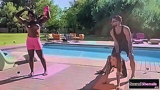 Peak Sensation Ebony ts Ana Andrews and asian tgirl Billie Beaumont share their yoga instructor in 3some.He sucks their cocks and then the black tranny barebacks him — | billie eilish nude boobs | turns up the seduction