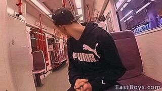 Hard to Resist Thomas Fiaty in daring subway cock exposure, having fun pulling his dick out of his pants! After finding his way to our studio, Thomas jumps on the table and helps our producer to start with a handjob, his beautiful young smooth body waitin