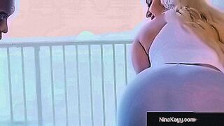 Exclusive Bubble Butt Babe Nina Kayy falls to her knees & shoves a big ebony dick into her wide open mouth & then slides on top of this chocolate shaft, taking its thick black love over & over again, until she gets his white fire in her face! 