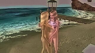 Hot Alert Shemale Tease on the Beach: Hot Futa Plays with Tight Babe Outdoors — | hentafans | stimulates endlessly