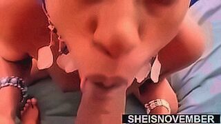 Only Here I'm Making Eye Contact While Kneeling Before Blowjob And Cumshot Facial With My Busty Natural Boobs And Areolas Dangling, Skinny Ebony Sheisnovember Gave POV Blowjob To Her Horny Old Step Father, Penetrating Lips With Large Dick By Msnovember — 
