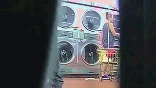 Hard to Resist I flash upskirt in front of a young man at the laundry because Im an exhibitionist and love exposing herself to a voyeur Pt 2 — | dick flash reaction | is dripping with temptation