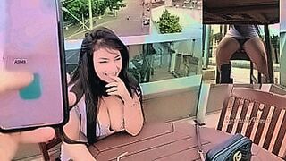 Top Rated PUBLIC hot girl cumming while feeling her toy vibrating inside of her pussy controlled by a guy — | cachorro gozando dentro da mulher | makes control impossible