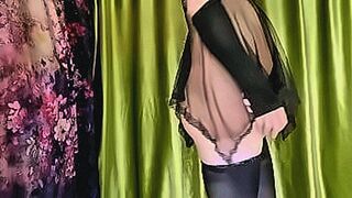 For Your Eyes Only solo boy in black woman dress and stockings masturbation with sex toys — | masturbação mulher | crawls into your fantasies