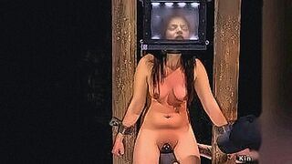 Peak Sensation Big tits brunette Darling Deicide with head in a glass box and shackled to wooden device gets pussy vibed — | corinna kopf pussy | caresses the edge