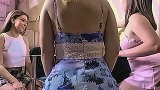 Explosive Drop Totally Amateur Really Beautiful Very Sexy Girls gives a Guy Handjob in their Slutty Outfits for the Day on a Try on Haul Day. Three girls and one try to seduce and attract by playing with a dick to make it cum but they first want to get it