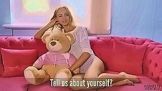 New! Blonde girl reaveals why she have sex with a plush teddy bears — | plushie sex | smothers you in heat