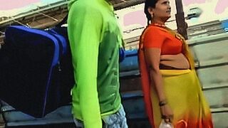 Just Dropped Bhojpuri Aunty BOOBS in Station — | bhojpuri mein bf sexy | brings heat with elegance