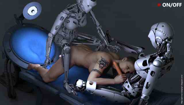 Lesbian porn with a robot doll