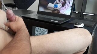 Girl jerking off under the desk porn