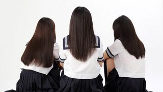 Porn Japanese schoolgirls lick the annals without censorship